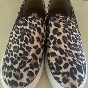 Steve Madden Leopard Print Slip-On Sneakers Black and Tan